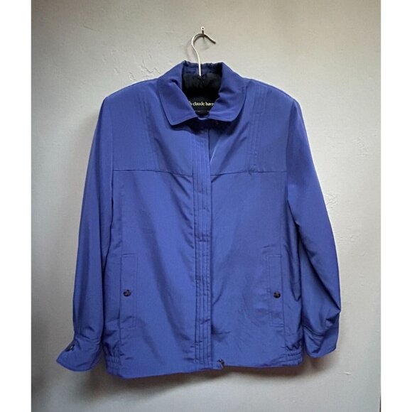 Vintage Claude Havrey Women Full Zip Lightweight Windbreaker Jacket Blue Size 40